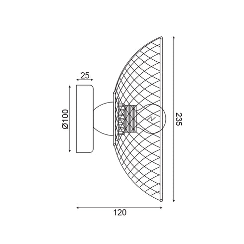 ΕΠΙΤΟΙΧΟ Φ/Σ 1ΧΕ27 ΜΑΥΡΟ ΜΕΤΑΛΛΙΚΟ D24Χ12CM KOBE HL45841W25B