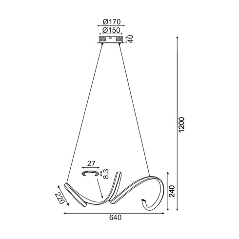 ΚΡΕΜΑΣΤΟ Φ/Σ LED 40W 3000K 2400LM ΧΡΩΜΙΟ ΑΛΟΥΜΙΝΙΟ 64X22ΧΗ120CM CLEO HM91LEDP64CH