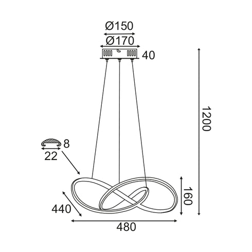 ΚΡΕΜΑΣΤΟ Φ/Σ LED 48W 3000K 2880LM ΛΕΥΚΟ ΑΛΟΥΜΙΝΙΟ 48Χ44XΗ120CM GORDIUS HM92LEDP48WH
