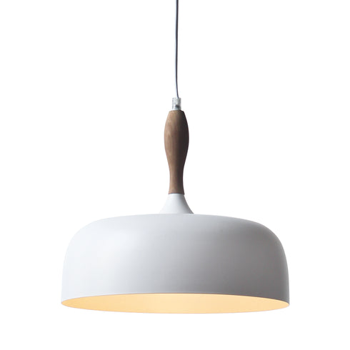 ΚΑΜΠΑΝΑ ΜΕΤΑΛΛΙΚΗ ΛΕΥΚΗ ΜΕ ΞΥΛΟ 1 Χ Ε27 Φ32CM CUBA KS1513P321WH