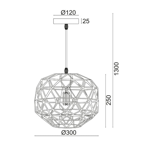ΚΡΕΜΑΣΤΟ 1ΧΕ27 ΜΕΤΑΛΛΙΚΟ ΜΑΥΡΟ ΠΛΕΓΜΑ Φ30ΧΗ130CM ALADDIN KS180430PB