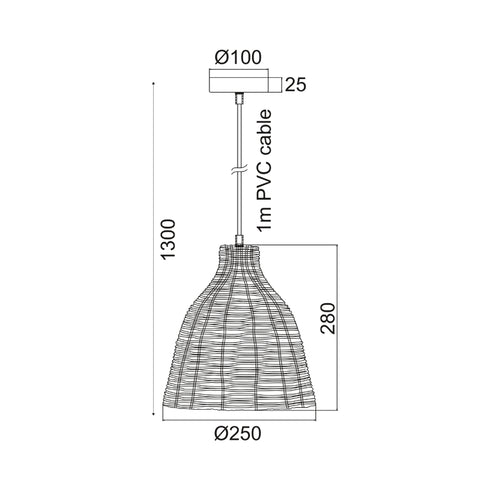 ΚΡΕΜΑΣΤΟ Φ/Σ 1ΧΕ27 ΚΑΛΑΘΙ Φ26ΧΗ120CM OIA KS182026P