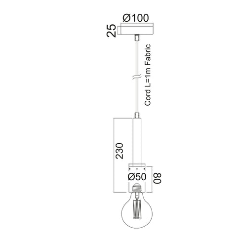 ΚΡΕΜΑΣΤΟ Φ/Σ 1XE27 ΜΕΤΑΛΛΙΚΟ MENTA Φ5ΧΗ120CM PRIMO KS2084P51SMN