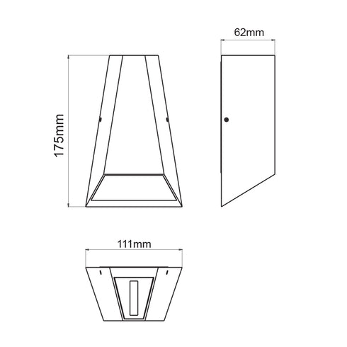 LED COB WALL LUMINAIRE 6W 425LM 30° & 120° 230VAC 3.000K DARK GREY CRI80 IP54 30.000HRS LG0187G