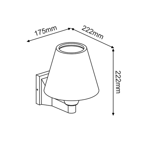 E27 WALL LUMINAIRE 230V AC DARK GREY IP65 MAX.15W LED LAMP LG2121G