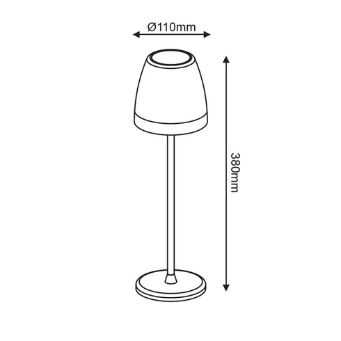 ^LED SMD TABLE BATTERY LUMINAIRE 2W 150LM 38° 3.000K DARK GREY CRI80 IP54