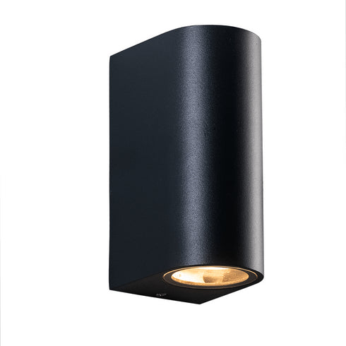 GU10 WALL LUMINAIRE 230V AC SAND BLACK IP65 MAX.2X35W LG2202GU10B