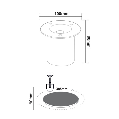 LED ROUND COB INGROUND SPOT LUMINAIRE 7W 450LM 3000K 45° 230V AC IP67 RA80 30000hrs LG2641