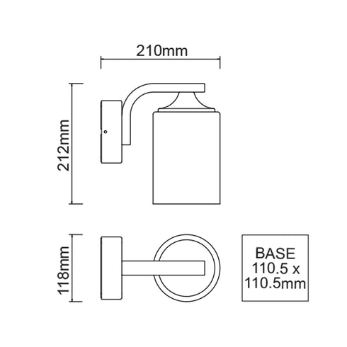 E27 WALL LUMINAIRE 230V AC DARK GREY IP54 MAX.60W LG5771G