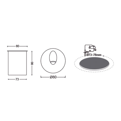 ^LED HP WALL RECESSED LUMINAIRE 3W 55LM 230VAC 3.000K DARK GREY CRI80 IP65 30.000HRS(INSTAL BOX INC)