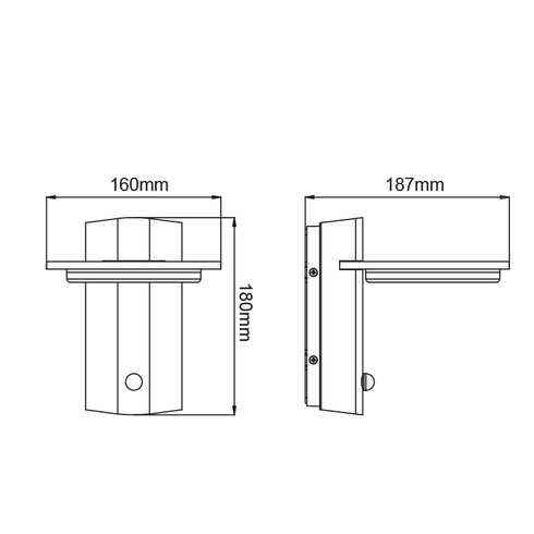 ^LED SMD WALL SENSOR LUMINAIRE 7W 440LM 145° 230V AC 3.000K DARK GREY CRI80 IP54 30.000HRS