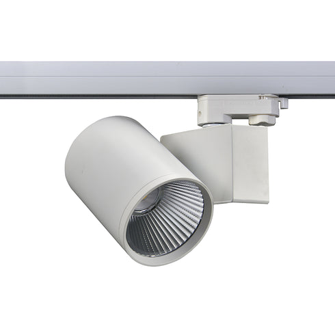 WHITE LED TRACK LUMINAIRE 40W 3000K 3-PHASE 38° 4000LM 230V AC Ra80 LISOR4030W4
