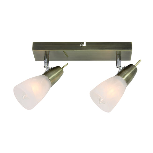 ΣΠΟΤ ΙΙ ΓΥΑΛΙ ΜΠΡΟΝΖΕ 2Χ40W E14 KAMET MC542GAB2