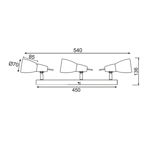 ΣΠΟΤ ΙΙΙ ΜΠΑΡΑ ΓΥΑΛΙ ΝΙΚΕΛ ΜΑΤ 3Χ40W E14 KAMET MC542NM3