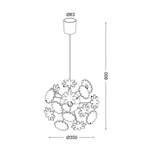 ΚΡΕΜΑΣΤΟ Φ/Σ 4ΧΕ14 ΠΑΙΔΙΚΟ ΛΟΥΛΟΥΔΙΑ Φ35ΧΗ80CM FLOWERS MD160224FLW
