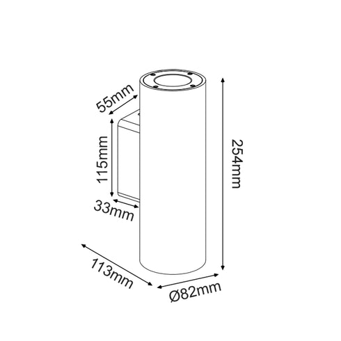 ΣΤΡΟΓΓΥΛΟ ΕΠΙΤΟΙΧΟ ΦΩΤΙΣΤΙΚΟ UP-DOWN IP65 2XGU10 ΛΕΥΚΟ ΤΣΙΜΕΝΤΟ MK0012RW