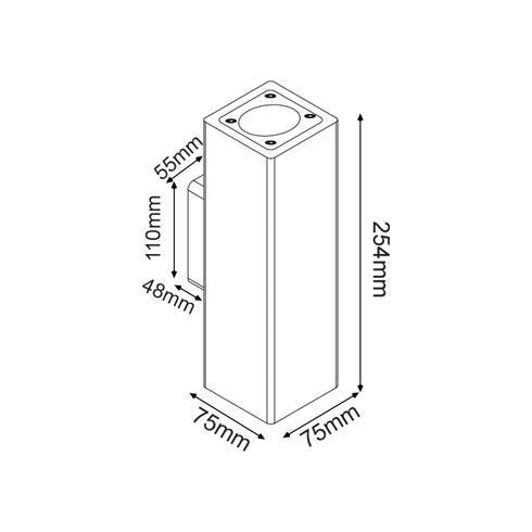 ΤΕΤΡΑΓΩΝΟ ΕΠΙΤΟΙΧΟ ΦΩΤΙΣΤΙΚΟ UP-DOWN IP65 2XGU10 ΜΑΥΡΟ ΤΣΙΜΕΝΤΟ MK0022SB