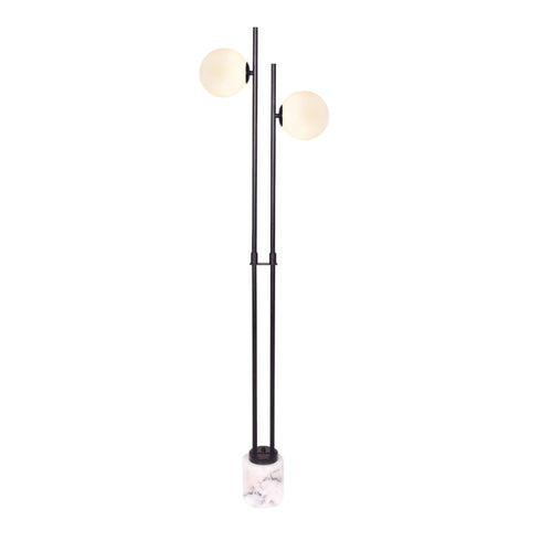 FLOOR F/S 2XE14 QUADRO BLACK MET/CO+ WHITE GLASS-MARBLE IP20 40X15XH157CM