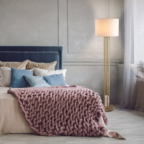 FLOOR F/S 1XE27 BELIZE GOLD MET/CO+WHITE LAMP-MARBLE IP20 D40,6XH153CM