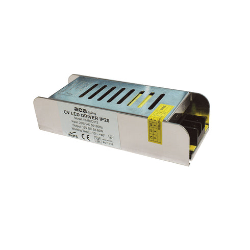 METAL CV LED DRIVER 60W 230V AC-12V DC 5A IP20 WITH TERMINAL NM60CV12