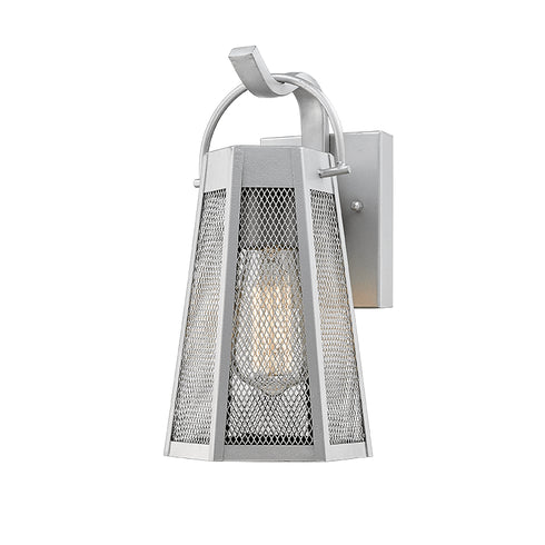 SILVER PAINT WALL (HANGING) LIGHT NYX 1XE27 IP44 WITH GRID & TRANSPARENT GLASS