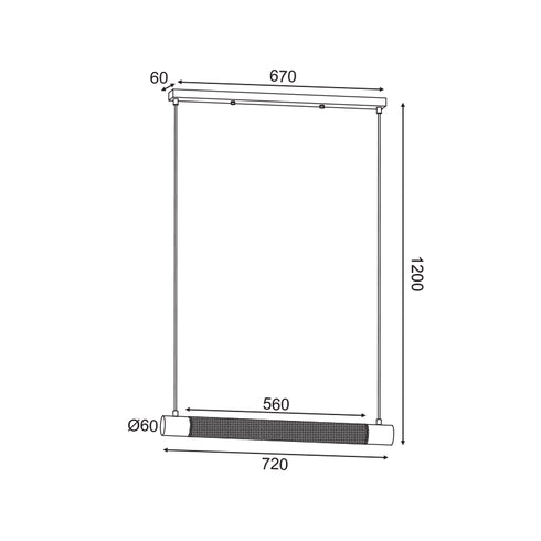 ΚΡΕΜΑΣΤΟ Φ/Σ 2ΧΕ27 ΜΑΥΡΟ ΜΕΤΑΛΛΙΚΟ 72Χ6XH120CM ALCATRAZ OD602P72BK
