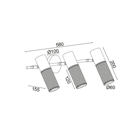 ΕΠΙΤΟΙΧΟ Φ/Σ 3ΧΕ27 ΜΑΥΡΟ ΜΕΤΑΛΛΙΚΟ 58Χ16Χ20CM ALCATRAZ OD603S58BK