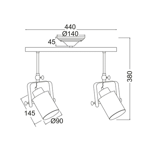 ΟΡΟΦΗΣ Φ/Σ 2ΧΕ27 ΜΕΤΑΛΛΙΚΟ ΜΑΥΡΟ 17X44XH38CM POMPEII OD61012BK