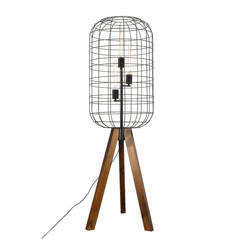 ΕΠΙΔΑΠΕΔΙΟ Φ/Σ 3ΧΕ27 ΜΕΤΑΛΛΙΚΟ ΜΑΥΡΟ+ΞΥΛΟ Φ50ΧΗ140CM PROMETHEUS OD90983F