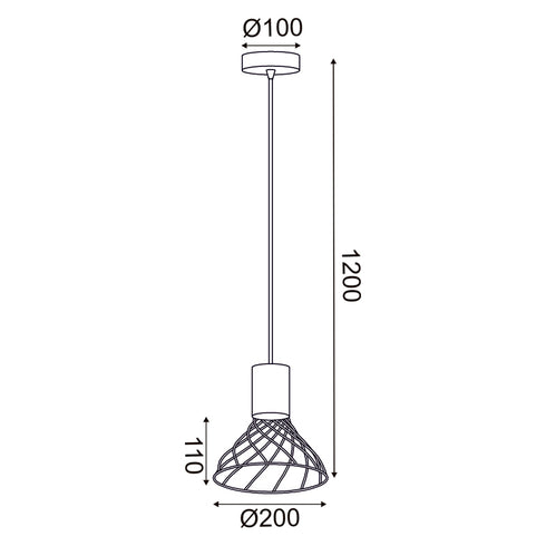 ΚΡΕΜΑΣΤΟ Φ/Σ 1xGU10 TORNADE ΜΑΥΡΟ ΜΕΤ/ΚΟ +ΞΥΛΟ Φ20Χ120CM OD95311PB