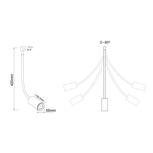 BLACK LED TRACK LIGHT 10W 3000K 4WIRES 24° 850LM 230V Ra80 OLIV1030B4