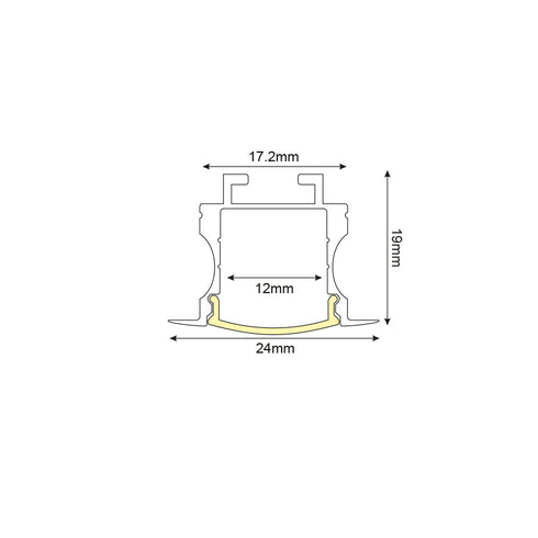 BROOK ALUMINUM PROFILE P116 WITH OPAL PC DIFFUSER 2m/pc P116