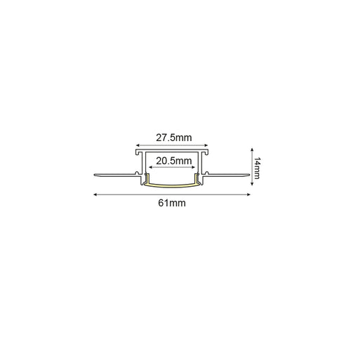 LOND ALUMINUM PROFILE P125 WITH OPAL PC COVER 2m/pc