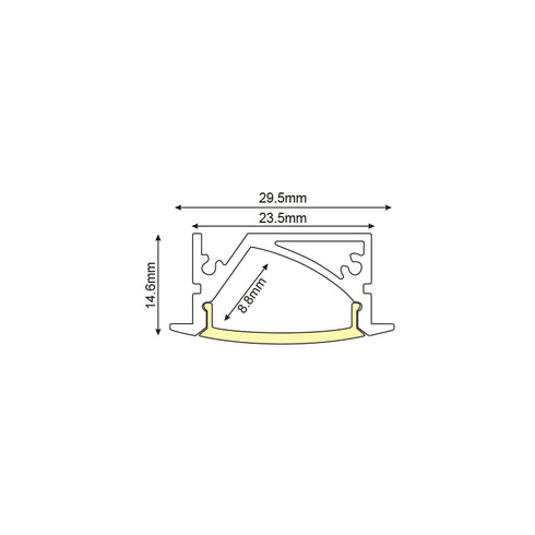 LEVI ALUMINUM PROFILE P191 WITH OPAL PC DIFFUSER 2m/pc P191