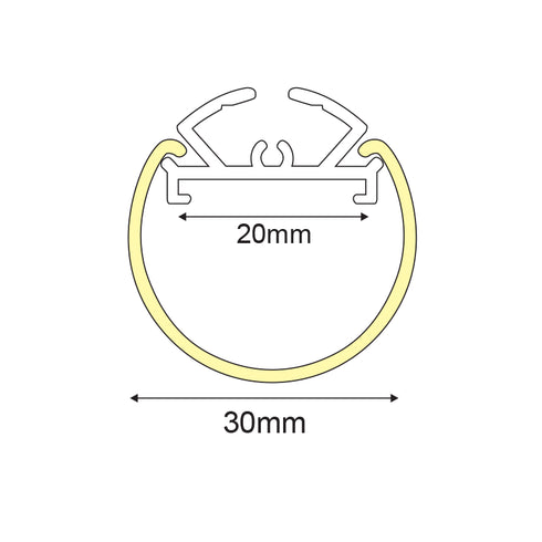 VELOR ULTRA MINI ALUMINUM PROFILE P230 WITH OPAL PC COVER Φ30 2m/pc