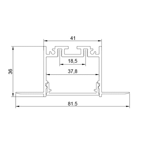 AISH BLACK ALUMINUM TRIMLESS PROFILE 2.5m/pc WITHOUT COVER P240T