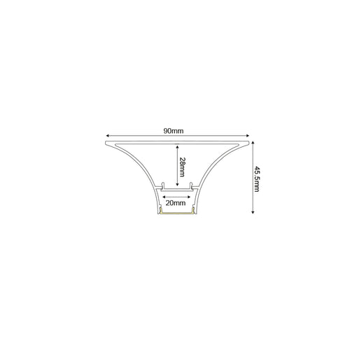 PROJE ALUMINUM PROFILE 3M/PC WITH OPAL PC DIFFUSER, WITHOUT END CAPS & ACCESSORIES P620