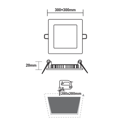 ΛΕΥΚΟ ΤΕΤΡΑΓΩΝΟ LED ΠΑΝΕΛ ΧΩΝΕΥΤΟ 23W 4000K 2120Lm 300x300mm 230V AC Ra80 PENU2340SW