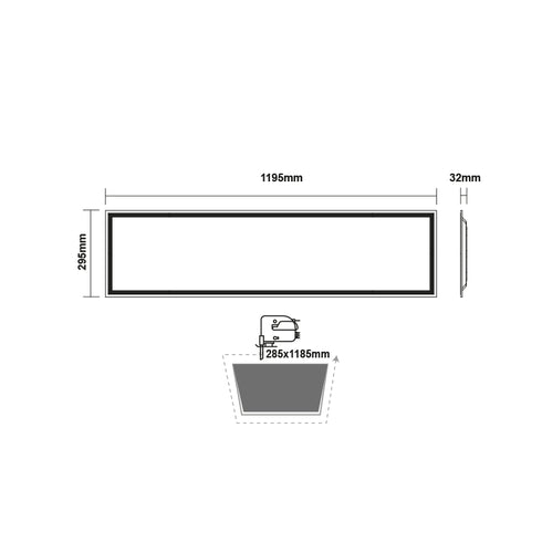 LED PANEL 40W 295X1195X32mm 3000K 4400Lm 230V AC Ra80 50.000Hrs PILO301204030