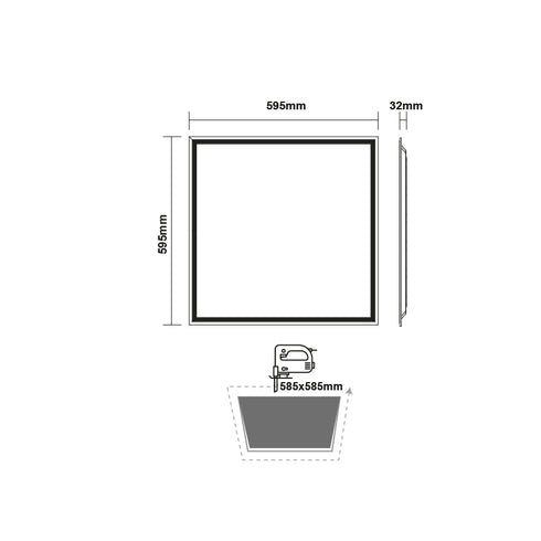 LED PANEL 40W 595X595X32mm 3000K 4400Lm 230V AC Ra80 50.000Hrs PILO60604030