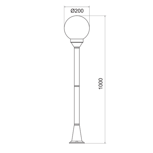 PLASTIC FLOOR GARDEN BLACK LUMINAIRE 100CM Φ200 E27 IP44 PLGM5B