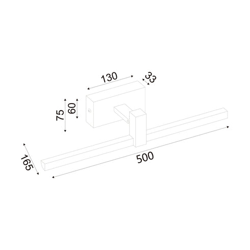ΕΠΙΤΟΙΧΟ Φ/Σ LED 8W 3000K 520LM MIRAR ΜΑΥΡΟ ΜΕΤ/ΚΟ IP20 50X16,5X7,5CM PN13LEDW50BK