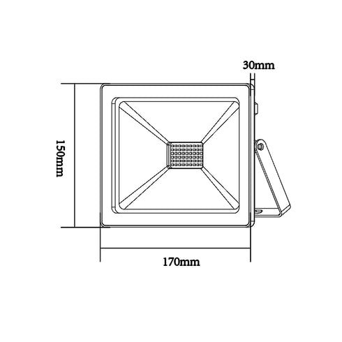 WHITE LED SMD FLOOD LUMINAIRE IP66 50W 3000K 4000Lm 230V RA80 Q5030W