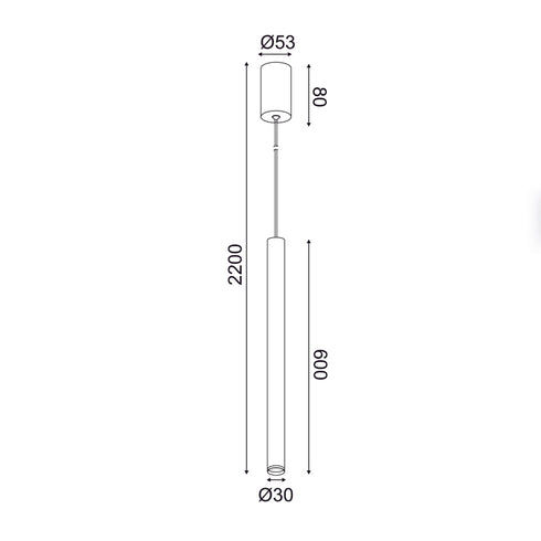 ^PENDANT F/S LED 5W 3000K 400LM FINO GOLD MET/CO IP20 D3XD5.3XH220CM