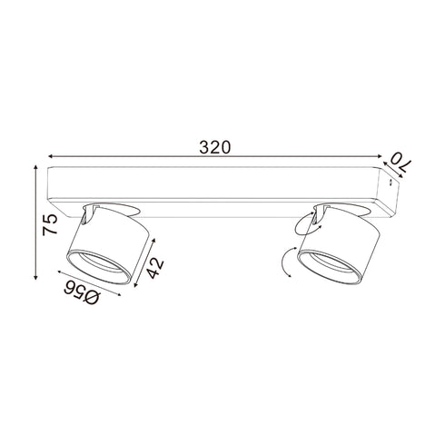^ WALLPAPER LED 10W COB 80 ° 3000K 800LM GRAY ALUMINUM 32X7XH10CM PLUTO