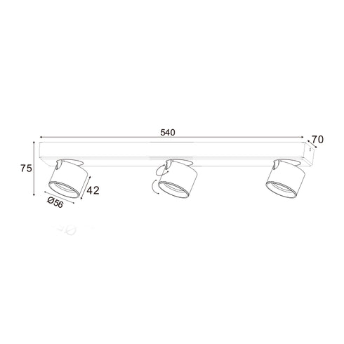 ^ WALLPAPER LED 15W COB 80 ° 3000K 1200LM GRAY ALUMINUM 54X7XH10CM PLUTO