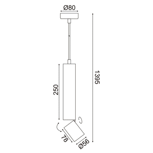 ΚΡΕΜΑΣΤΟ Φ/Σ 1XGU10 BABEL ΛΕΥΚΟ ΜΕΤ/ΚΟ IP20 D5,6XD8XH140CM RA3551PWH