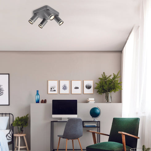 ^F/S WALL 4XGU10 DIVINO GRAY ALUMINUM IP20 21X21X13.5CM