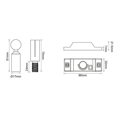 ROOFPATH SET OF 2PCS WHITE BASE HOLDER WITH 45° ADJUSTABLE ROD ROPAW