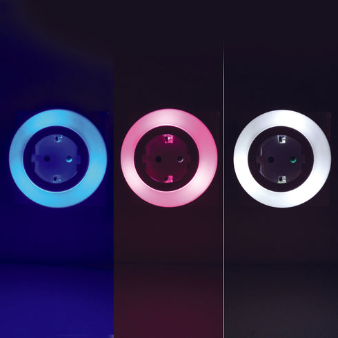 LED NIGHT LAMP 0.5W WITH SOCKET SOCKET, SENSOR, WHITE/BLUE/RED LIGHT, WHITE PLASTIC 230V IP20